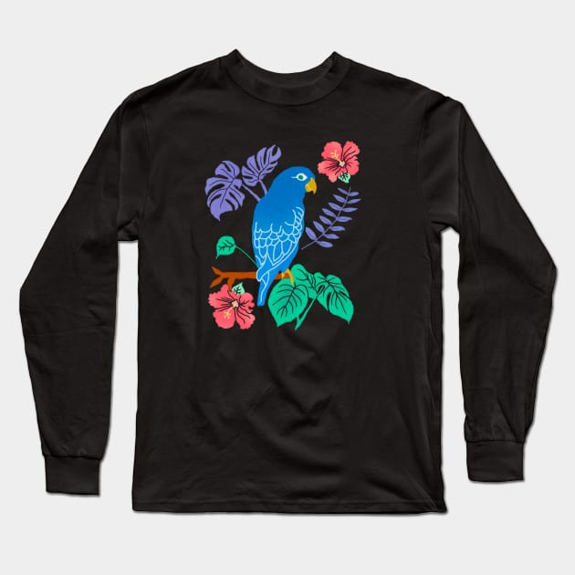 Parrot and Tropical Plants Long Sleeve T-Shirt by srojas26